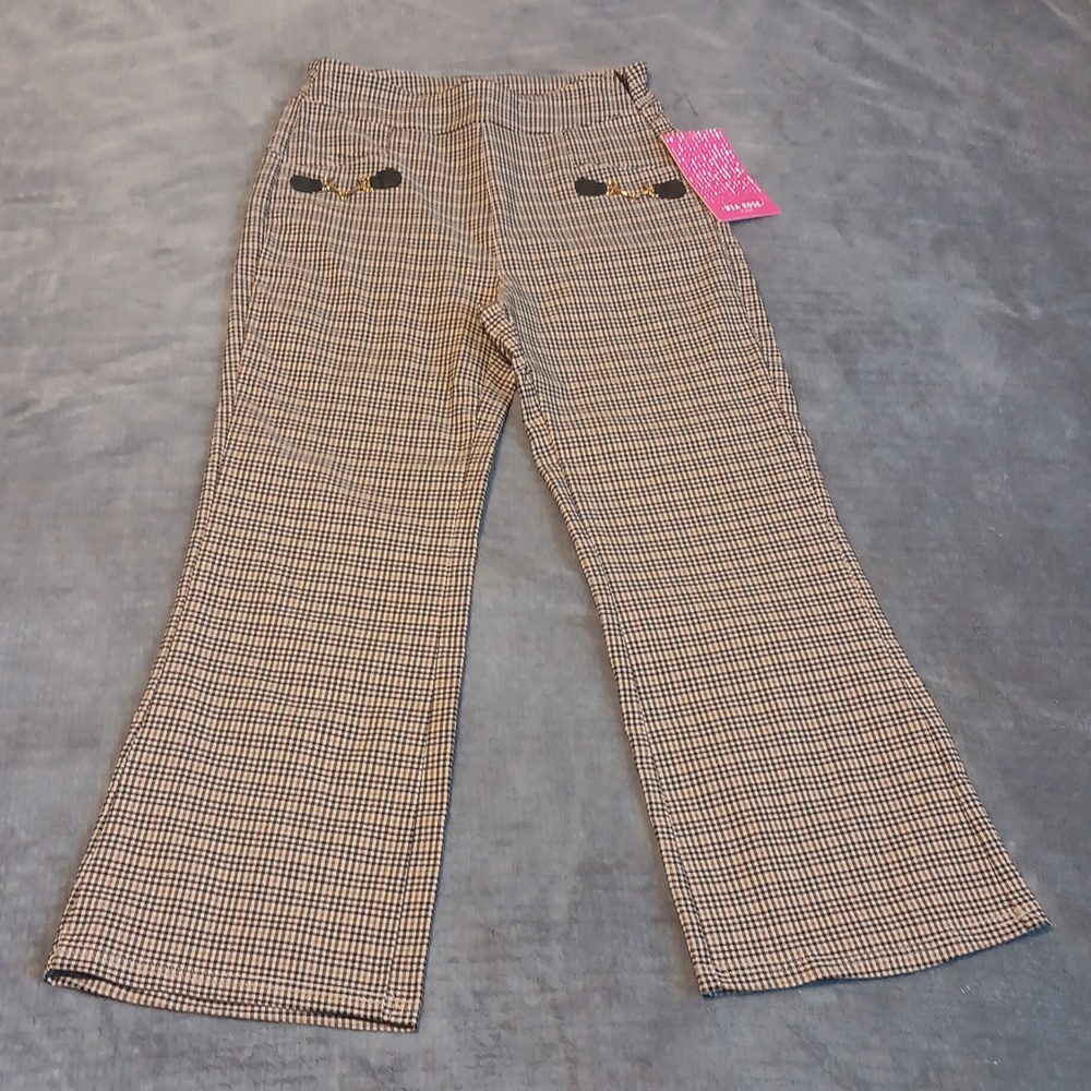 Brown & Black Checkered Wide Leg Pants, Stretchy, Womens Large, Mia Rose NWT